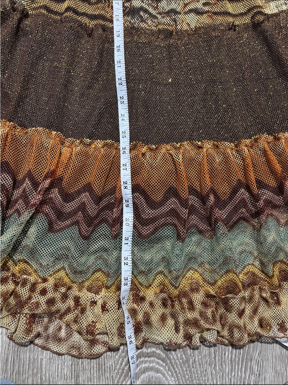 Rare Milana Patchwork Animal Print Boho Maxi Skirt | Denim Waist | Size 4 - Picture 8 of 11